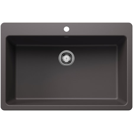 Blanco Liven 33 in. Drop-In/Undermount Super Single Basin SILGRANIT Kitchen Sink 443196